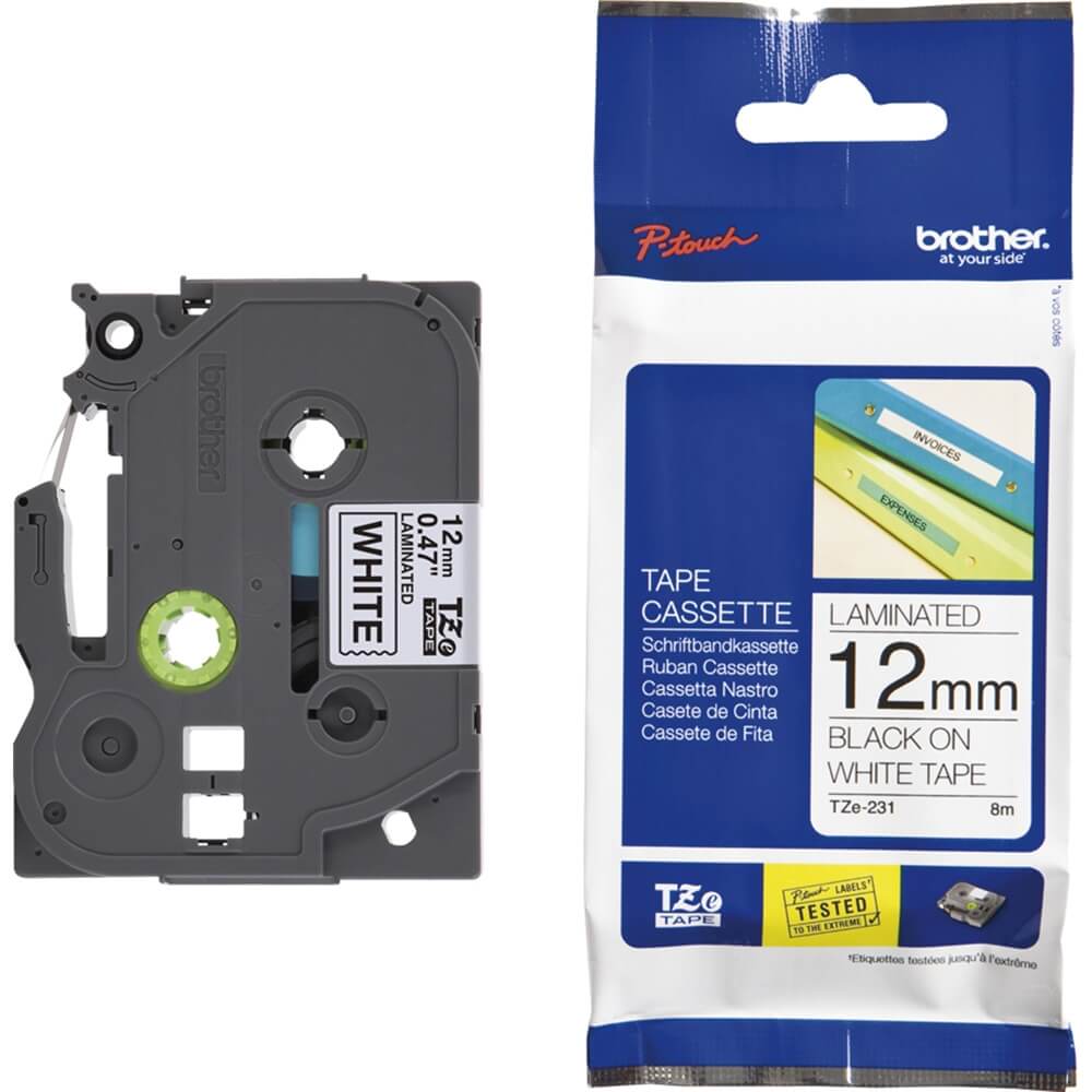 Fita Brother TZE 231 TZ-231 12mm Preto/Branco - Impressorajato